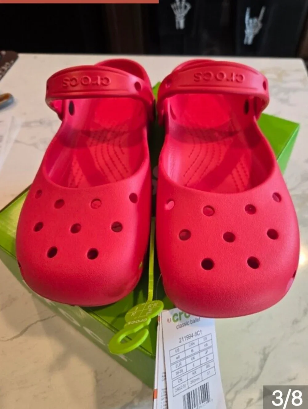 NWT! CROCS Classic Mary Janes In Cherry Red. Size 8 - Picture 2 of 7